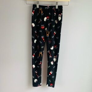 NWOT Girls Leggings Black Christmas Santa Cat Design Stretch Comfortable L/XL